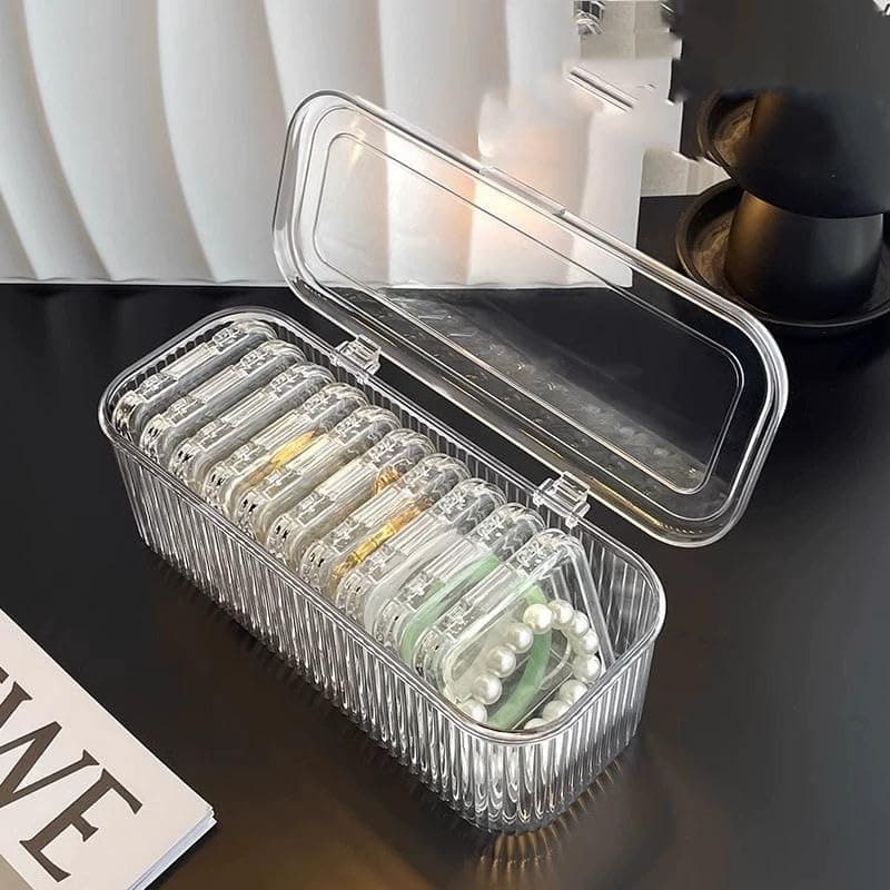 ZOCKRIX Acrylic Jewelry Organizer Box Set, Transparent Portable Storage Case with Anti-Oxidation Design for Earrings, Rings, Bracelets, Necklaces & Watches for Women and Girls