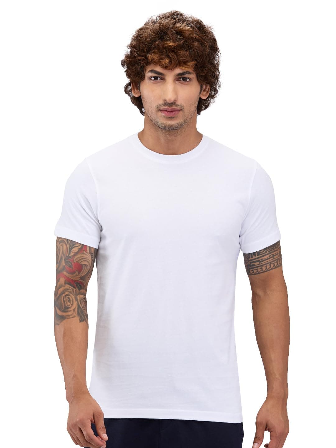 SleepZ by Raymond Men Regular Fit Solid Pattern Pure Cotton Round Neck Half Sleeve Loungewear T-Shirt