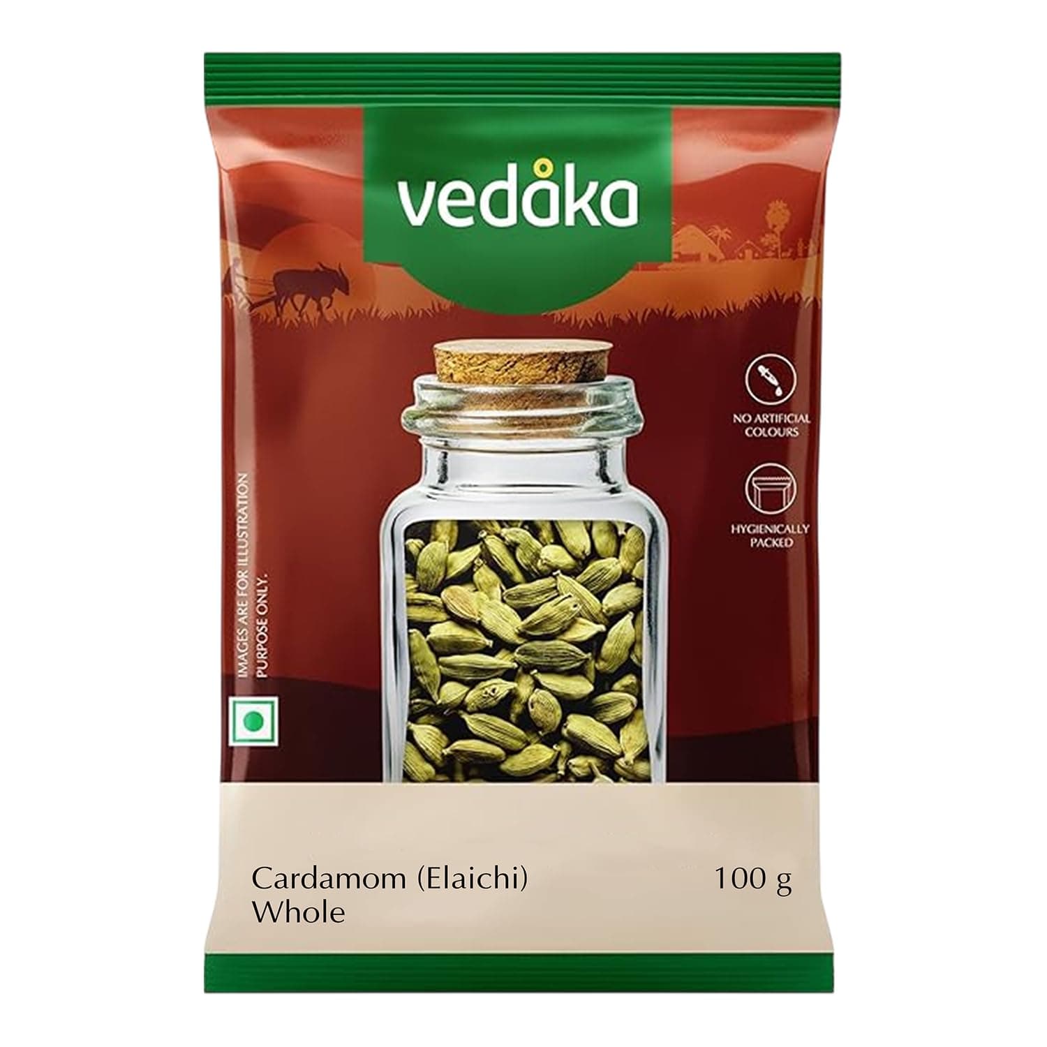 Amazon Brand - Vedaka Whole Cardamom (Elaichi) | 100 g | Small | No artificial colours | No Preservatives