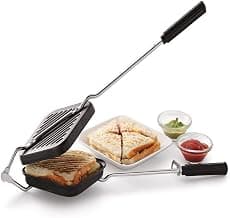 Premium Non-Stick Grill Sandwich Toaster-Make Delicious Sandwiches In Minutes|Long-Lasting Double-Coating Non-Stick Layer|Sandwich Griller And Toaster|Easy-To-Use & Durable|Black, 1000 Watts