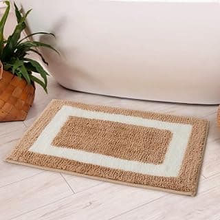 Wakefit Anti-Skid Bathroom Mat for Floor | Microfiber | Polyester | Kilim Alpaka (Beige, 40x60 cm, Set of 1)