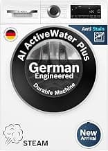 Bosch 9 kg 5 Star Front Load Fully-Automatic Washing Machine, AI ActiveWater, 14 Wash Programs, Removes 99.9% Germs with Steam, No Tangle or Wrinkle, SoftCare Paddle,Zero Vibration, White, WGA14200IN