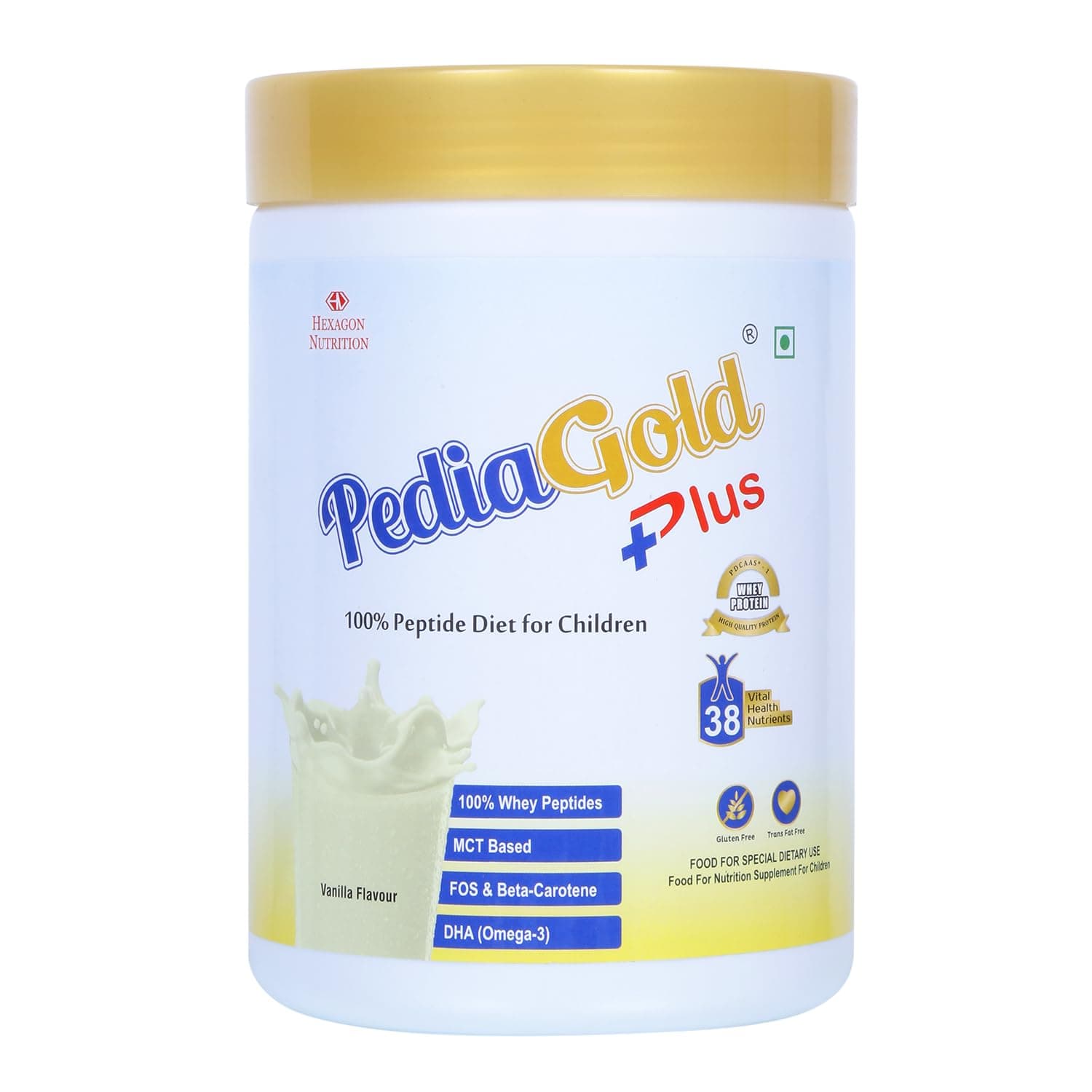 PEDIAGOLD PLUS- 100% Peptide Diet for Children - Vanilla Flavour - 400g