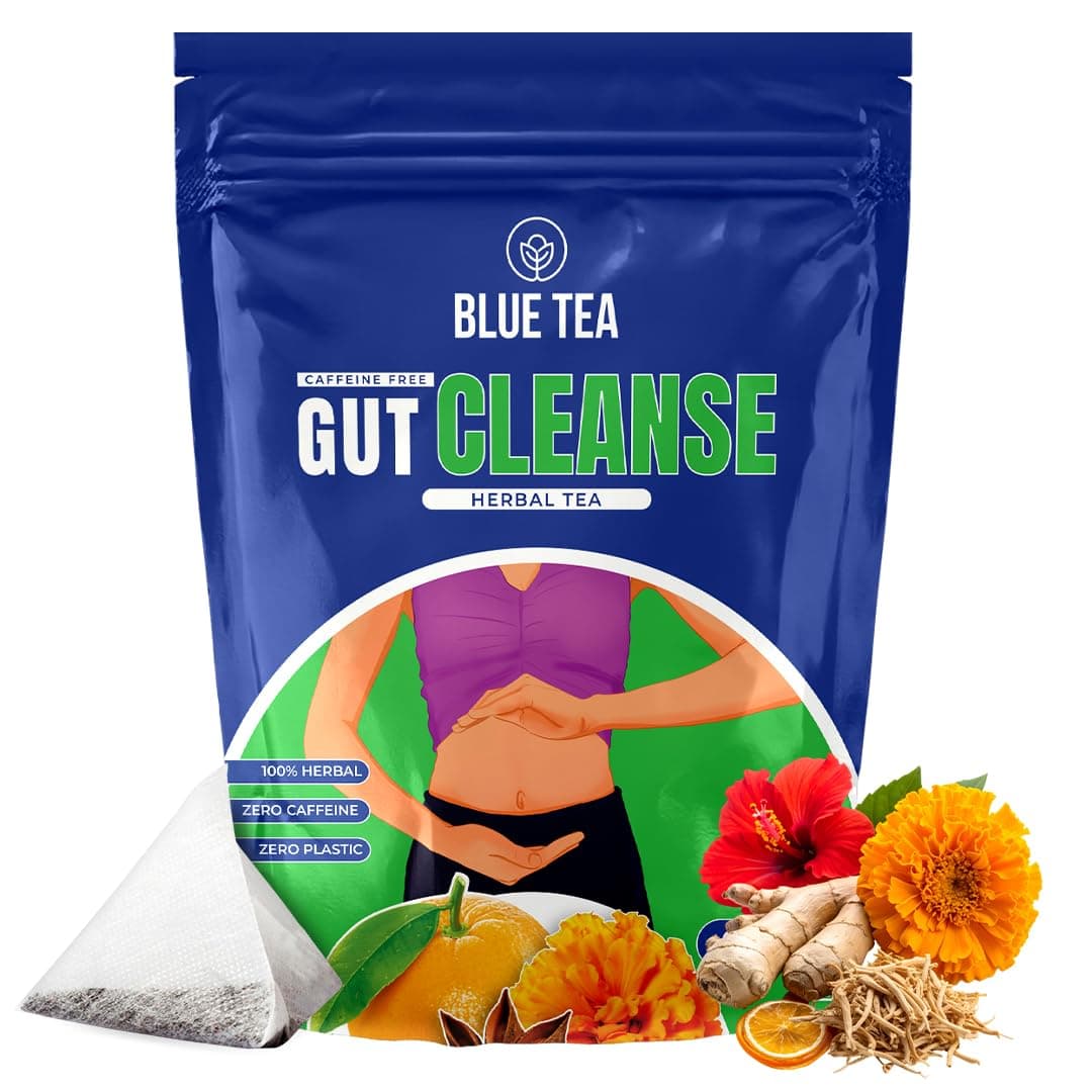 BLUE TEA - Gut Cleanse - 30 Tea Bags - Plant Based | Eases Bloating - Supports Digestion - Remove Toxins - Antioxidant Rich | Caffeine Free - Herbal Tea | Ziplock Pack