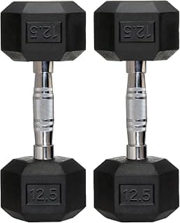 FITRXX Rubber Coated Hexa Dumbbell Set for Men & Women Professional Exercise Hex Dumbbells for Full Body Workout, Upper & Lower Body Strength Training, Home Gym Exercise. (12.5 KG Pair)