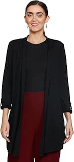 Max Women Solid Front-Open Cotton Shrug
