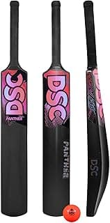 DSC Panther Plastic Bat with PVC Ball - Ideal for Tennis and Gully/Turf Cricket Bat for Kids, Color - Black, Size - Full (15 Years and Above)