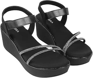 Lazera Womens Showstopper Medium Heel Platform Party Sandal Black