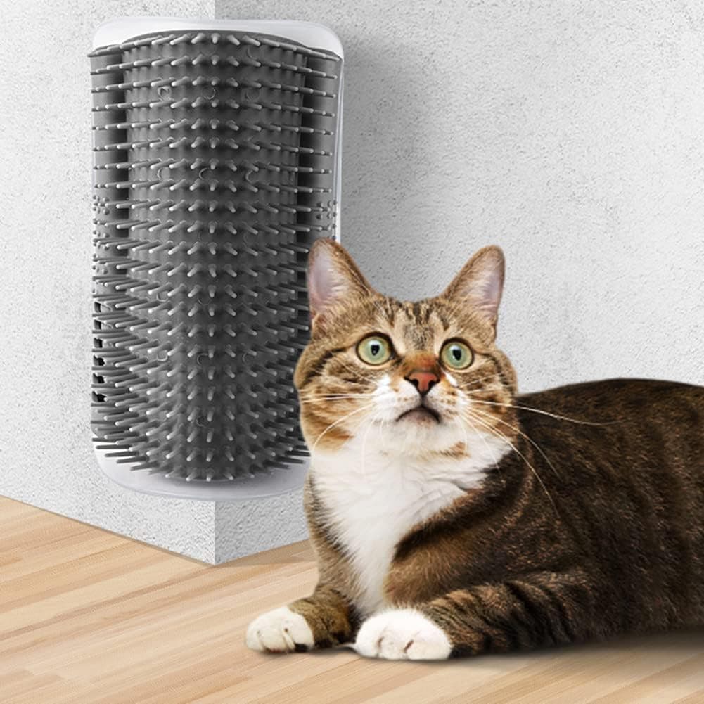 Woofy Cat Self Groomer - Cat Face Scratcher, Wall Corner Mount Self Soft Grooming Brush Massage Combs for Short Long Fur Hair (Pack of 1, Cat It Groom D)