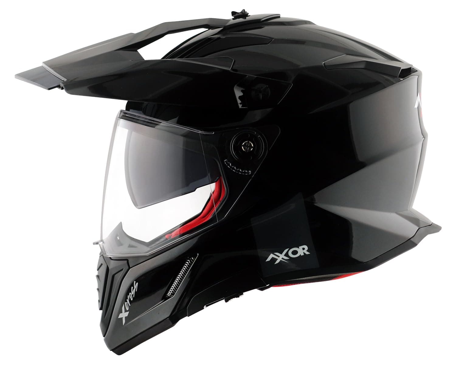 Axor X-Cross Dual Visor SC ISI ECE DOT Certified Full Face Dual Sport Peak Off Road Helmet for Men and Women-Black Red-L