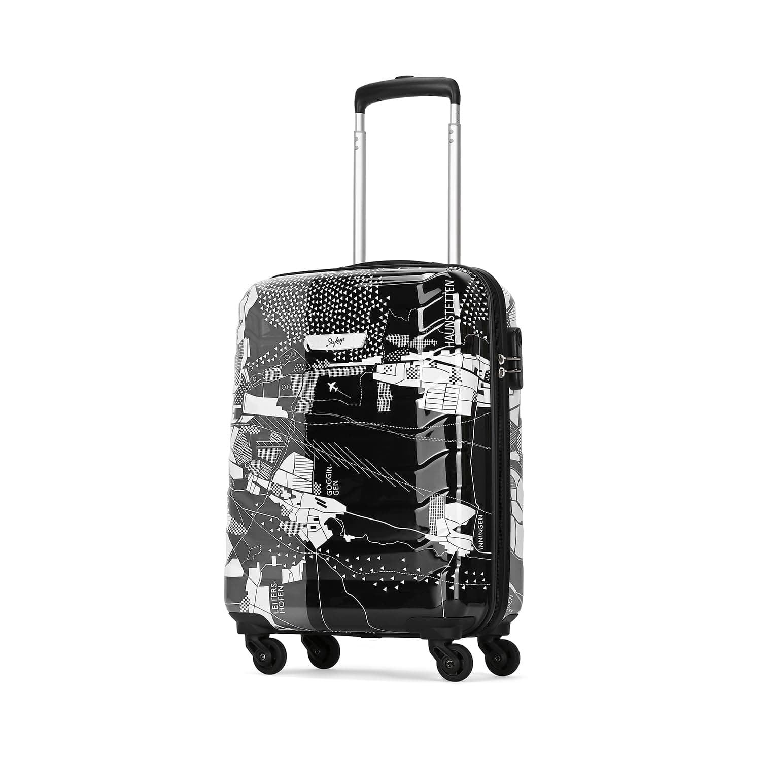 Skybags Cabin Acrylonitrile Butadiene Styrene (Abs) Trooper Hard Luggage (55Cm) | Luggage Trolley with 4 Spinner Wheels and Resettable Combination Lock | Black Medium
