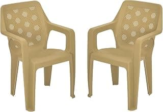 Nilkamal Hexa Plastic Chair for Home/Office/Study/Garden/Balcony/Indoor & Outdoor - Set of 2 Pcs Chair (Luxury Beige)