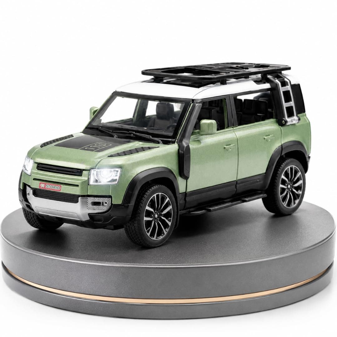Storio 1:32 Diecast Defender Toy Car, Metal Body SUV Model with Openable Doors Bonnet & Boot, Pull Back Action Vehicle Toy, Realistic Collectible Car for Kids Boys Girls