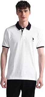 U.S. POLO ASSN. Solid Slim Fit Polo T Shirts for Men - 100% Cotton, Half Sleeve Mens Tshirt