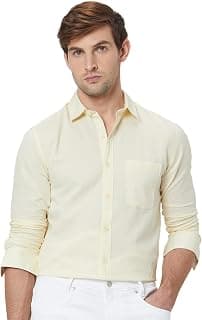 MUFTI Mens Cotton Spread Collar Slim Fit Full Sleeve Shirts