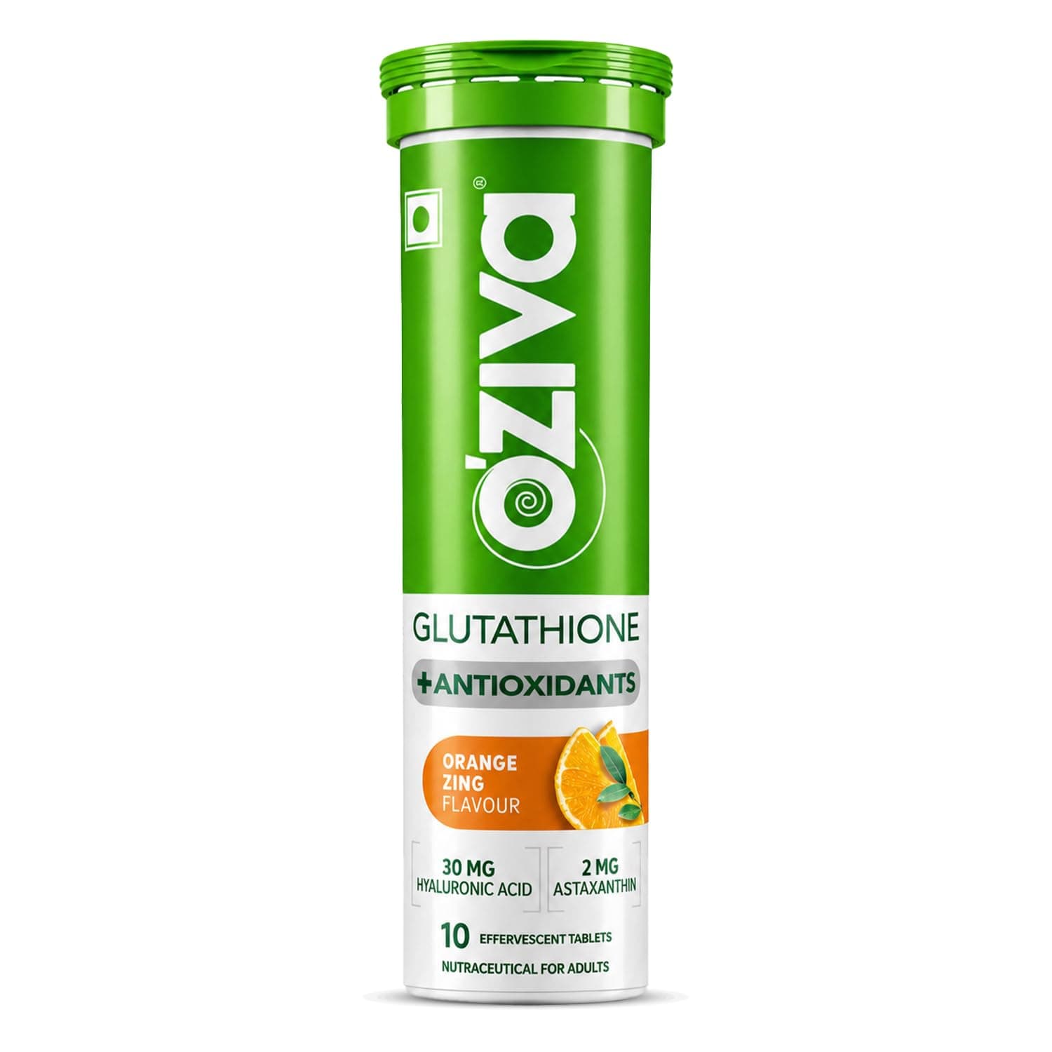 Glutathione + Antioxidants | Glutathione tablets For Radiance & Even Skin Tone | With Hyaluronic Acid & Astaxanthin, Orange Zing - Pack of 1 (10 Tablets)