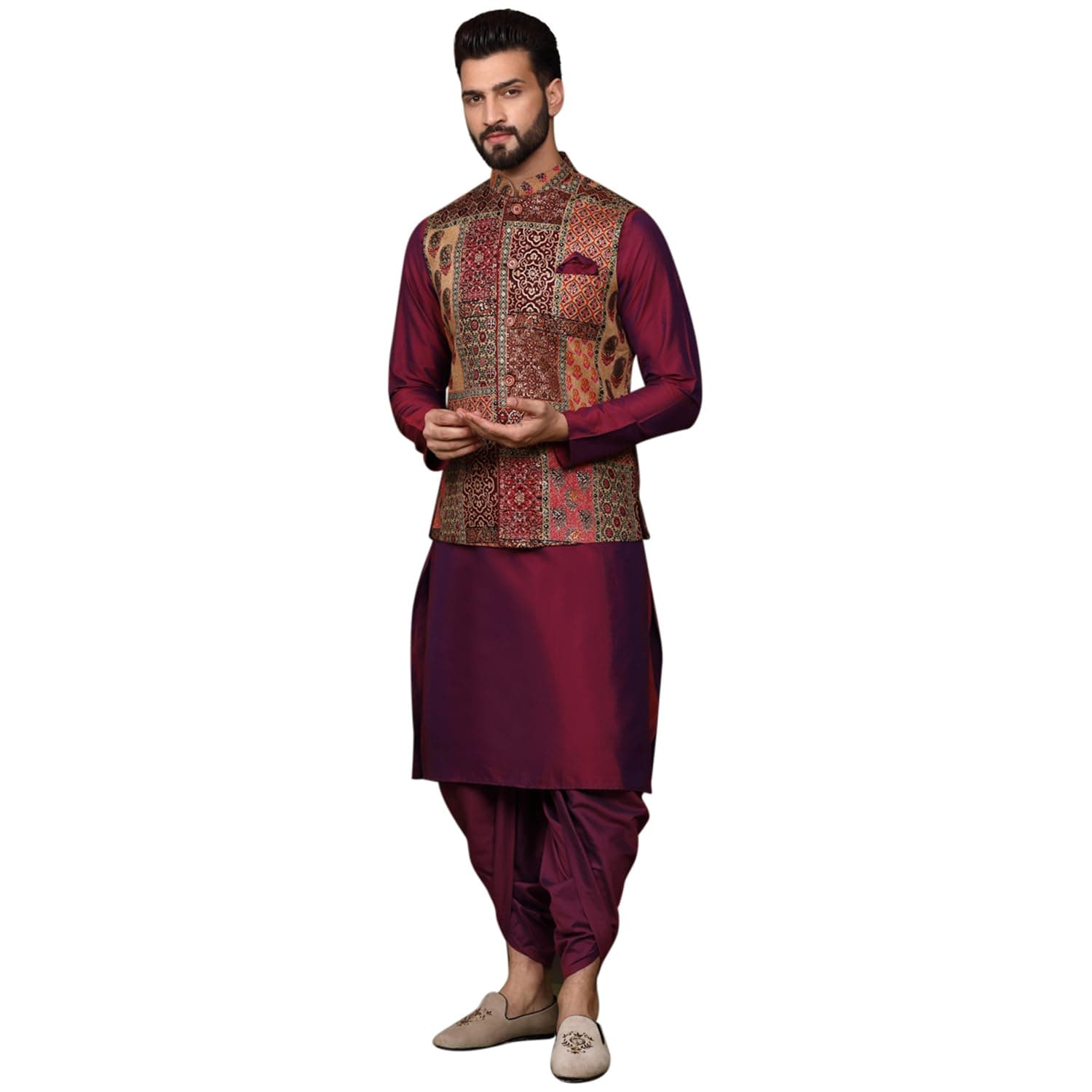 KISAH Mens Mens Kurta Jacket Set
