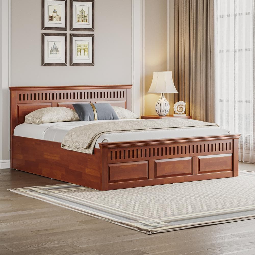Wakefit Bed | King (78 X 72) Solid Wood Bed with Storage, 3 Year Warranty | - Pegasi - Gold Brown