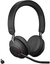 Jabra Evolve2 65 Link 390/380a Wireless PC Headset – Noise Cancelling Microsoft Teams Certified Stereo Headphones with Long-Lasting Battery – USB-C Bluetooth Adapter – Black
