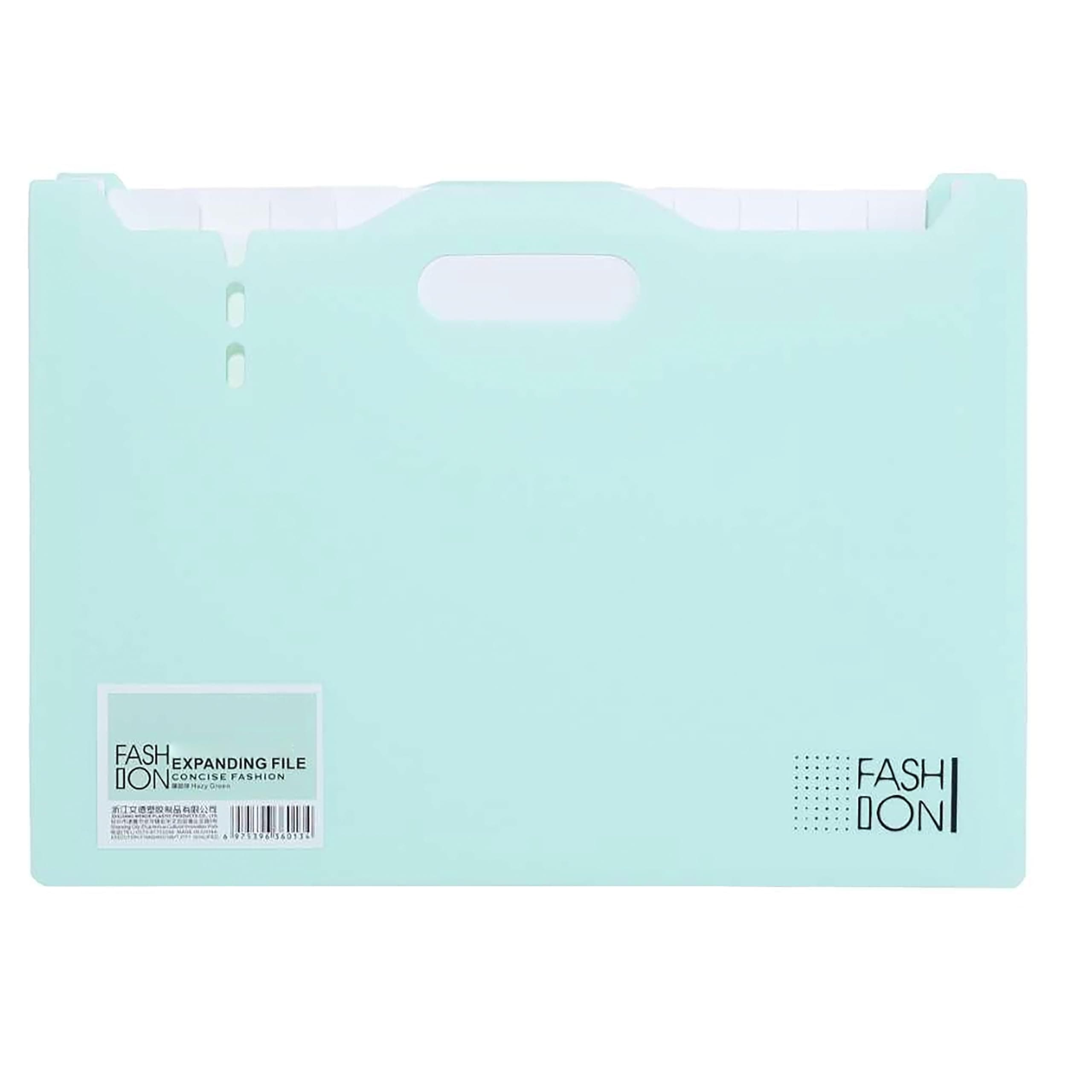 GLUN® 13 Pockets Expanding File Organizer, Document Organizer, Folder with Hazy Green Colour Pouch for School, Home & Office
