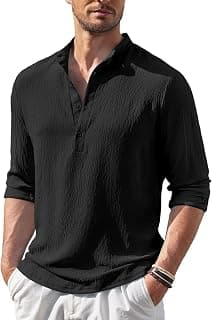 Men's Regular Fit Solid Popcorn Full Sleeve Regular Fit Short Kurta | Solid Pattern Mandarin Collar Straight Kurta