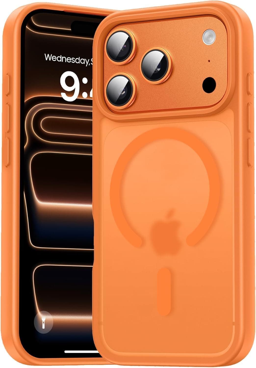 keeshar MagPro case for Apple iPhone 17 Pro | Magnetic Compatible Protective Cover with Strong Magnetic Adsorption, Shockproof Armor,Scratch Resistant Polycarbonate Hard Back | Translucent Matt Orange