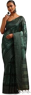 Soch Womens Tussar Geometric Saree With Thread Work