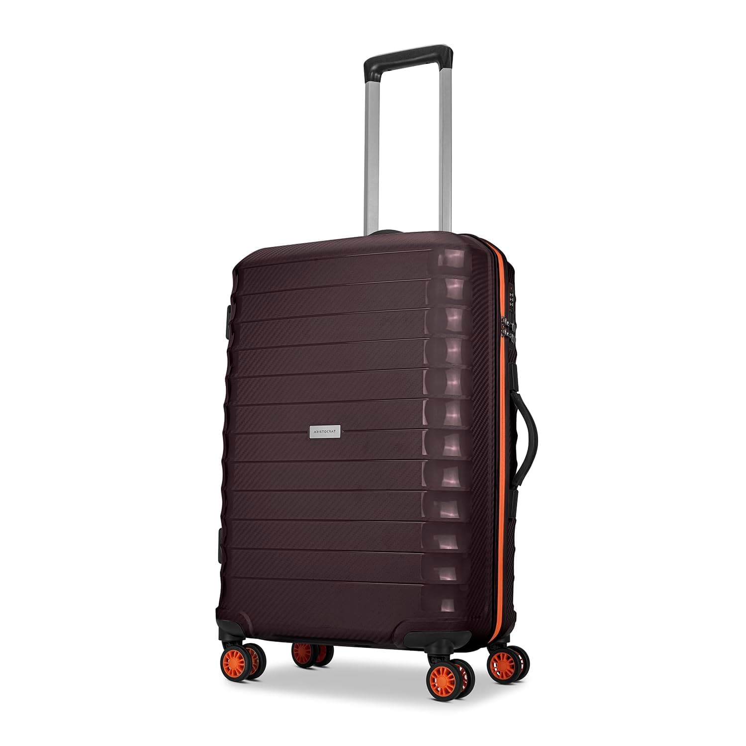 Aristocrat Altitude 8 Wheel Medium Size (Check-in) Hard Case Trolley Bag | Combination Lock |Tough and Durable Polypropylene Luggage | 3 Year International Warranty| 68 CM Suitcase for Travel| Brown