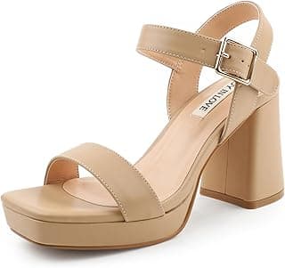 JOY IN LOVE Women's Chunky Platform High Heels Ankle Strap Block Heel Sandals