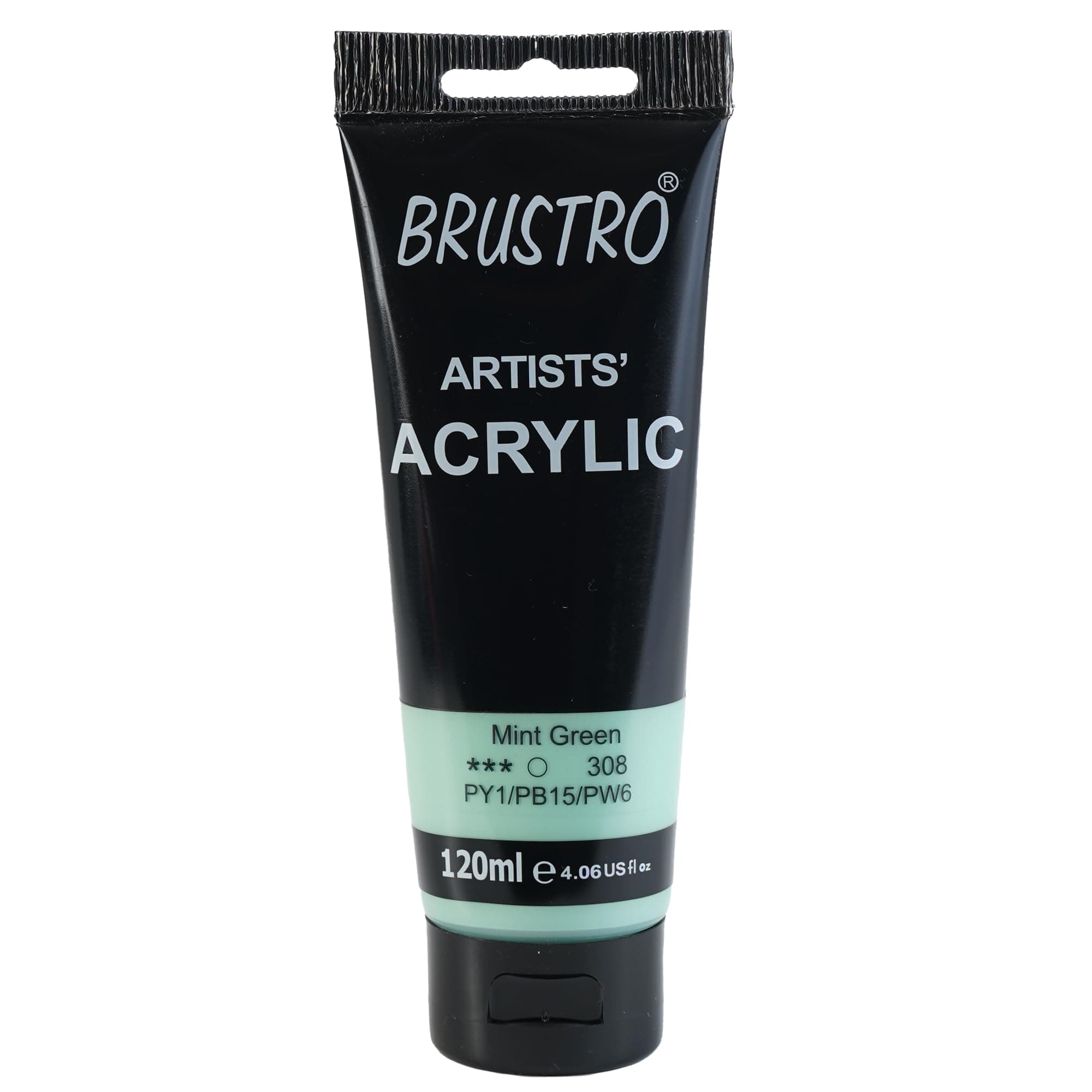 BRUSTRO Artists Acrylic Paint 120ml Mint Green (Pastel Tone) | Ideal for Paper, Canvas, Water-Based Colours, Non-Toxic, Inter-mixable Colors, Crafters, Fine Art Students and Professionals