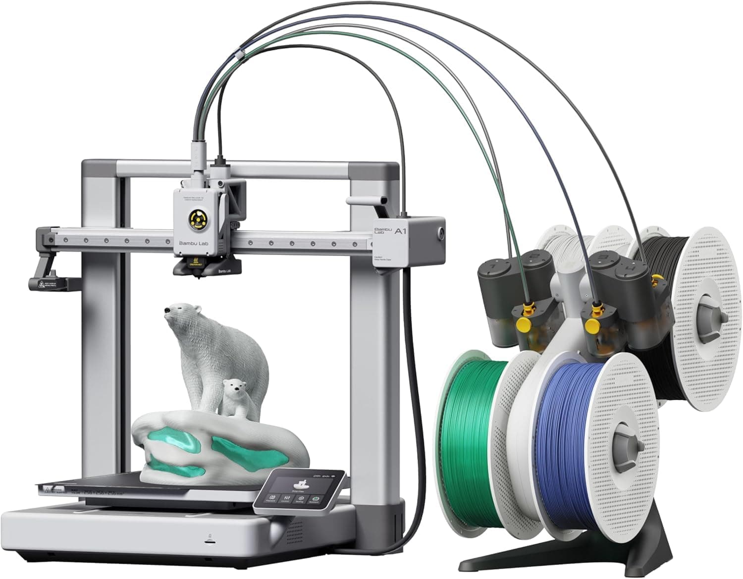 WOL3D Bambu Lab A1 Combo, A1 3D Printer with AMS lite, Support Multi-Color 3D Printing, High Speed & Precision, Full-Auto Calibration & Active Flow Rate Compensation, ≤48 dB Quiet FDM 3D Printers