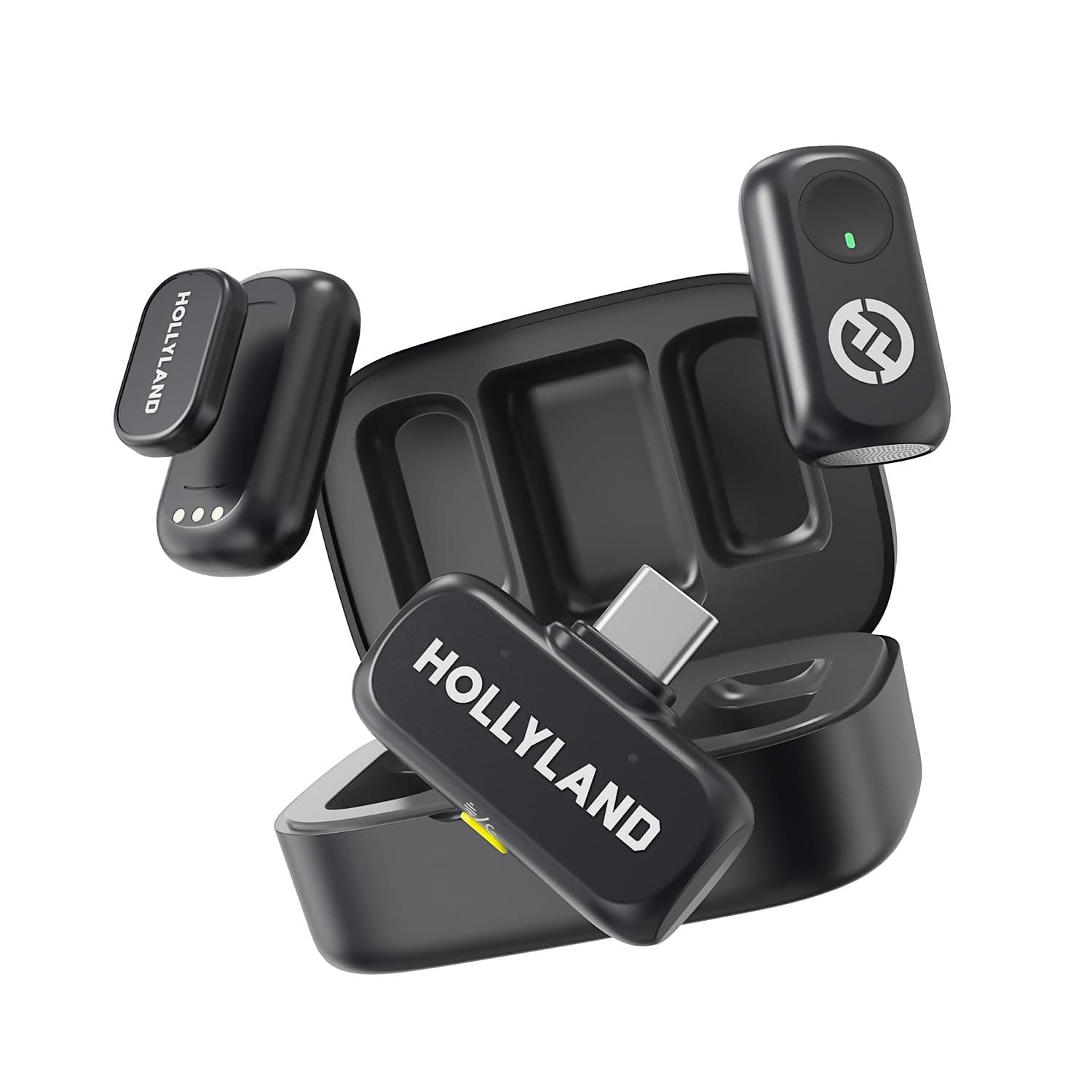 Hollyland Lark A1 Duo Wireless Lavalier Microphone, 48kHz/24-bit Audio, 3-Level Noise Cancellation, 200m Range, Clip-On Mic for iPhone 15/16, Android, YouTube, Podcast & Vlog
