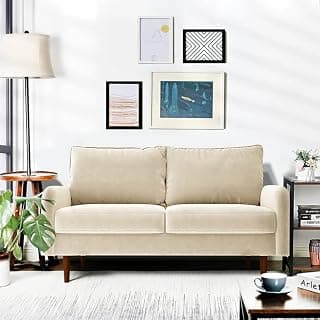 Wood Hessville 56.3'' Upholstered Loveseat 2 Seater Sofa Settee Couch for Livingroom Bedroom Office Hotel Guestroom (Beige)
