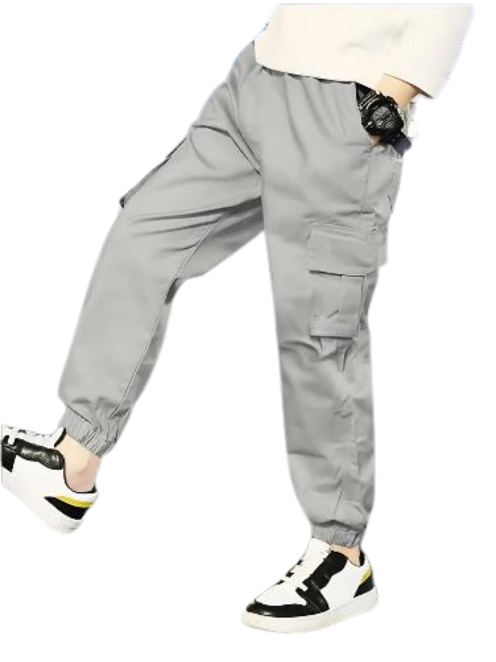 Vikita Enterprise Kid Boys Cotton Cargo Joggers Pant with Mutiple Pockets and Elastic Waistband Closure | Cargo Pants for Boys