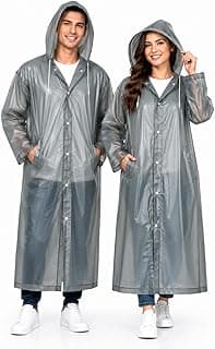 MIKANIX Waterproof Hooded Raincoat for Men & Women | Full Length Reusable PVC Rain Wear | Lightweight Windproof Rain Jacket with Front Button Closure & Pockets