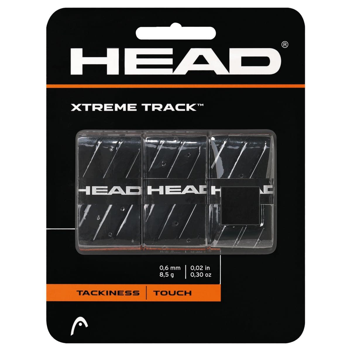 HEAD Xtremetrack™ Overgrip | Cushioned Feel | Firm Grip & Additional Control | Shock Absorbing | Sweat Resistance | Material: Elastopolymer | Color: Black