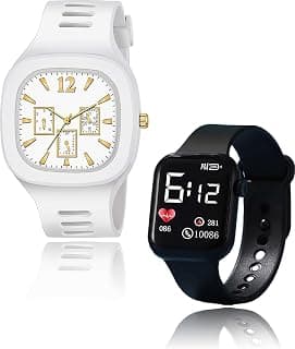 Rozti Chronograph Analogue 2023 Combo Square Dial & 0086 LED Ultra Soft Pu Strap