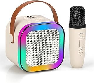 Wembley Karaoke Machine for Kids Adults, Mini Portable Blue-Tooth Karaoke Speaker with Wireless Microphone and Dynamic Lights Birthday Gift Home KTV Outdoor Travel