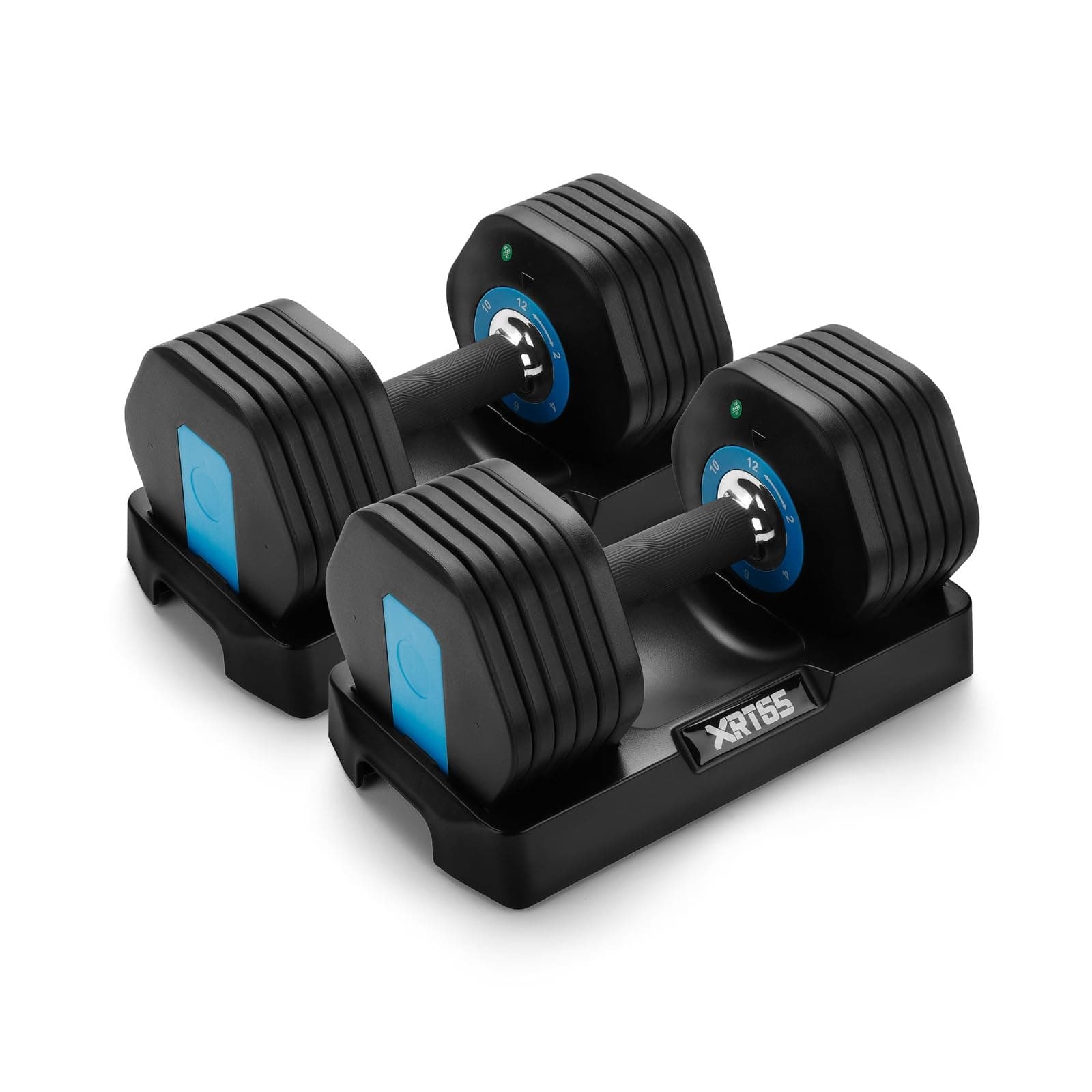 XRT65 Adjustable Dumbbells Set of 2 (2–12 kg) | 6-Level Adjustable Gym Weights | No-Freeze Dial Mechanism | Designed in USA | Compact Dumbbell Set for Home Workout & Strength Training | Black + Blue