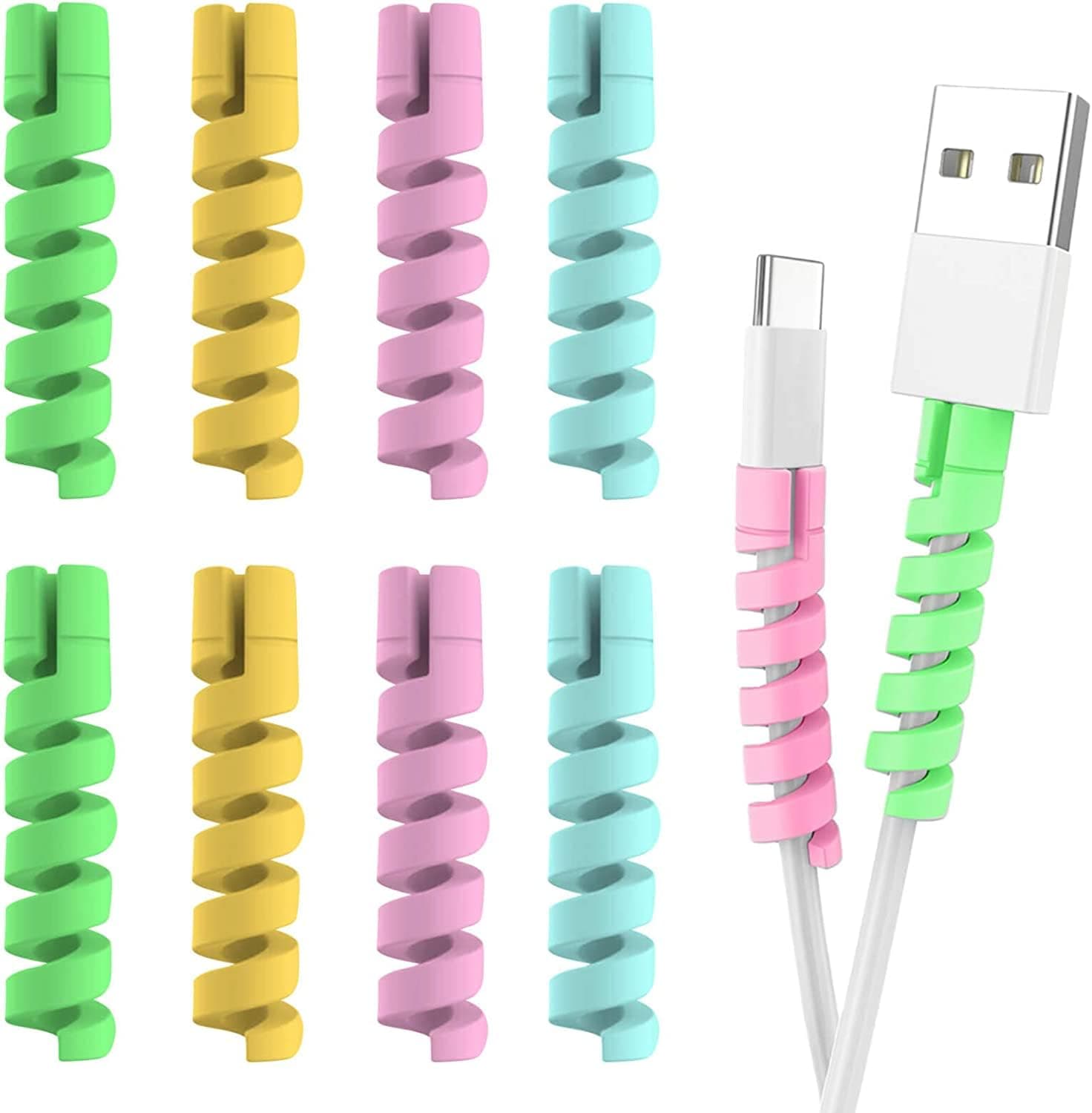 SKYCELL Spiral Charger Cable Protectors for Wire Protector Data Cable Saver Charging Cord Protective Cable Cover Set of 12 Pieces