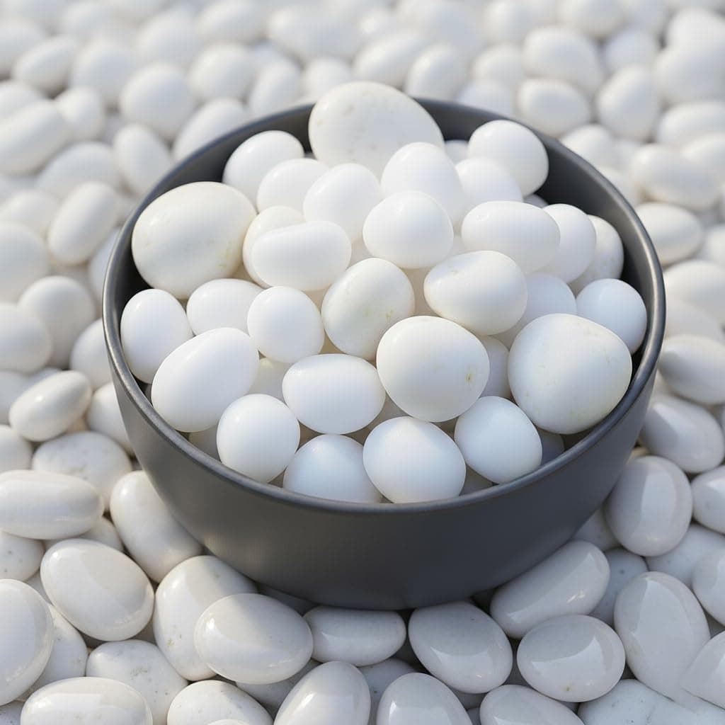 Schmick 1 Kg Polished White Pebbles Stones for Plant pots, Aquarium/Fish Tank, Decorations, Garden, Tables, and Home Decor (1 Kg, White Stone)