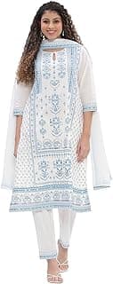 BIBA Women 100% Cotton 3/4 Sleeve Round Neck Printed Kurta Set