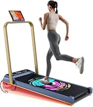 Cockatoo SmartWalk 2AHG Walking Pad for Home 2HP-3.5HP Peak, Under Desk Walk Pad with Handle, Max Speed 10Km/Hr, 3 Level Manual Incline 6 Automatic Program, Max User Weight 110Kg -Gold