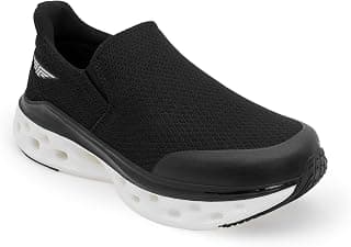 Red Tape Men's Walking Shoes Black White Mesh Round Toe Slipon