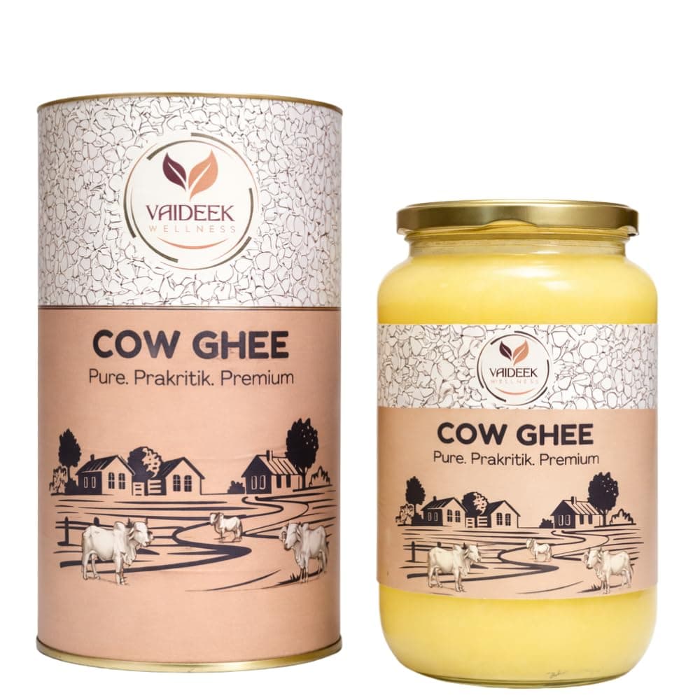 Vaideek Wellness Pure Cow Ghee Cultured Desi Ghee| Bilona Cow Ghee Two Way Churned | Made In Earthen Pots | Lab Certified | 500 Ml