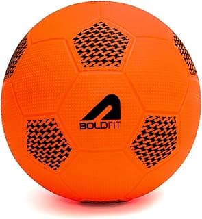 Boldfit BounceLite Football Lightweight PVC Soccer Ball for Kids, Ideal for Beach, Pool, Indoor & Outdoor Play, Soft Training Football for Toddlers & Beginners, Orange - Size 3