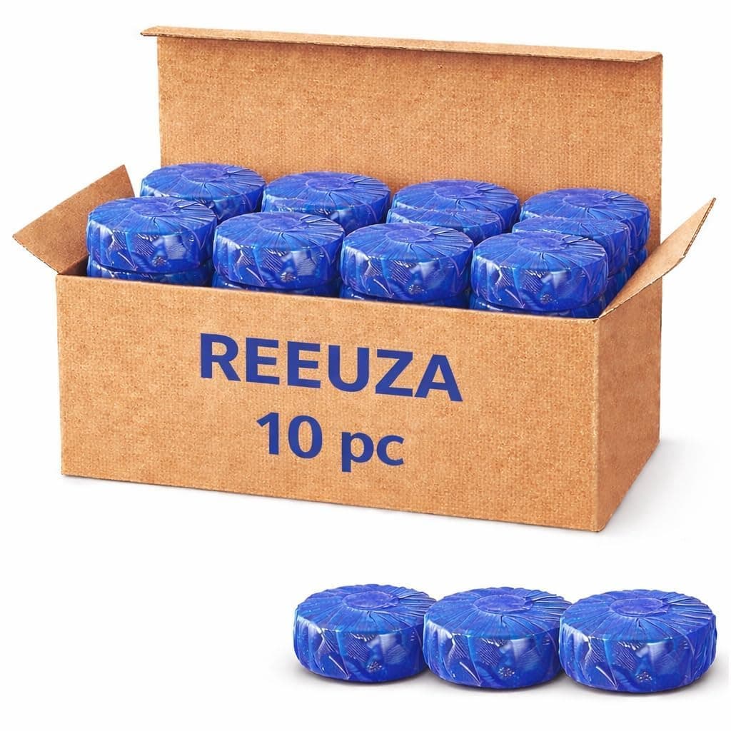 REEUZA Flush Toilet Bowl Cleaner Tablets Automatic Toilet Tank Cleaner, Blue Freshener Tablets for Stain Removal, Deodorizing & Long-Lasting Cleaning – Easy to Use, Septic Safe (10 pic)