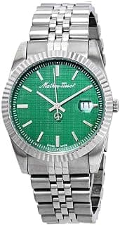 Mathey-Tissot Stainless Steel Mathey Iii Quartz Green Dial Men Analog Watch H810Av, Silver Band