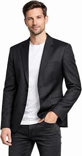 DESIGNALLY Men's Slim Fit Black Blazer, Two-Button Coat for Casual and Office Wear