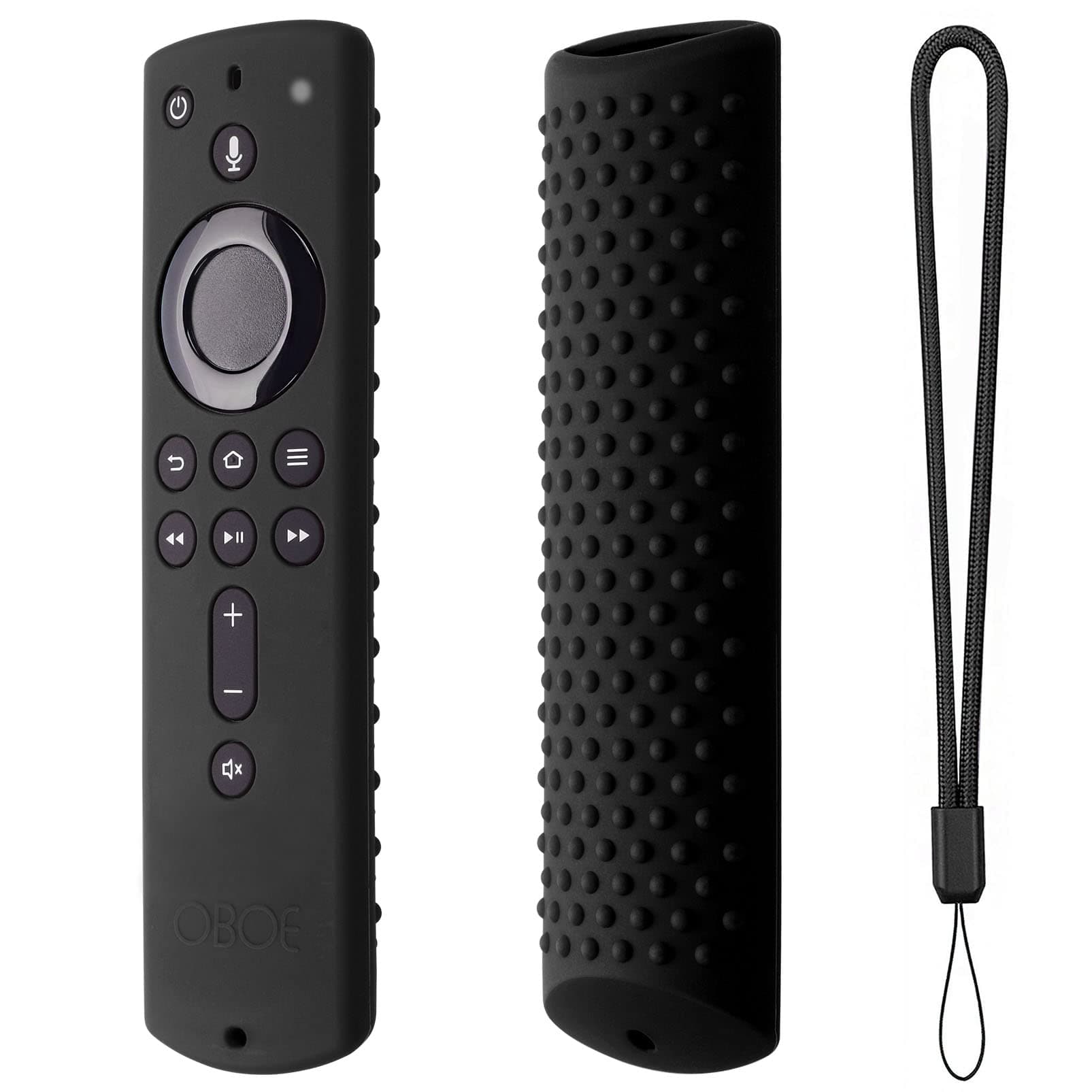 Dealfreez Silicone Remote Cover Compatible with Fire TV Stick 4K All Alexa Voice Remote Protective Case with Lanyard (C-Black) [Remote NOT Included]